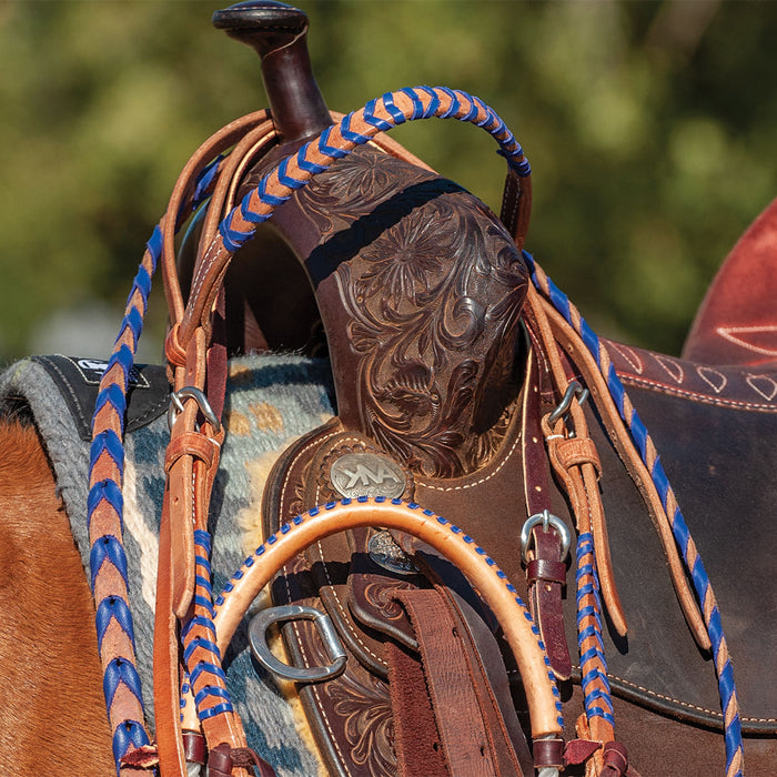 Classic Equine Laced Browband Headstall, Full - Brown/Purple  