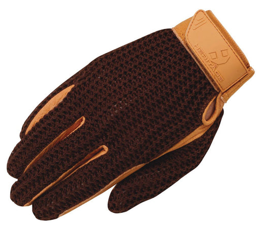 Crochet Riding Gloves, Adult - HERC2 - Brown - 6 - 1