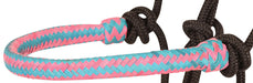 Classic Equine Braided Rawhide Nylon Rope Halter - Pink/Turquoise  