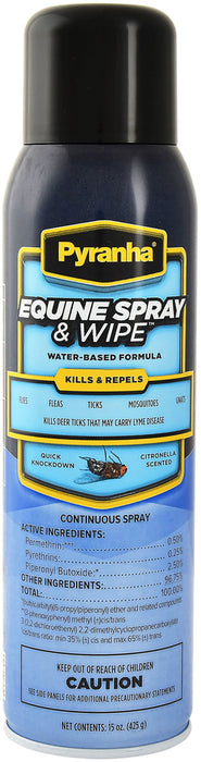 Pyranha Equine Spray & Wipe - Pyranha Equine Spray & Wipe Continuous Spray, 15 oz  