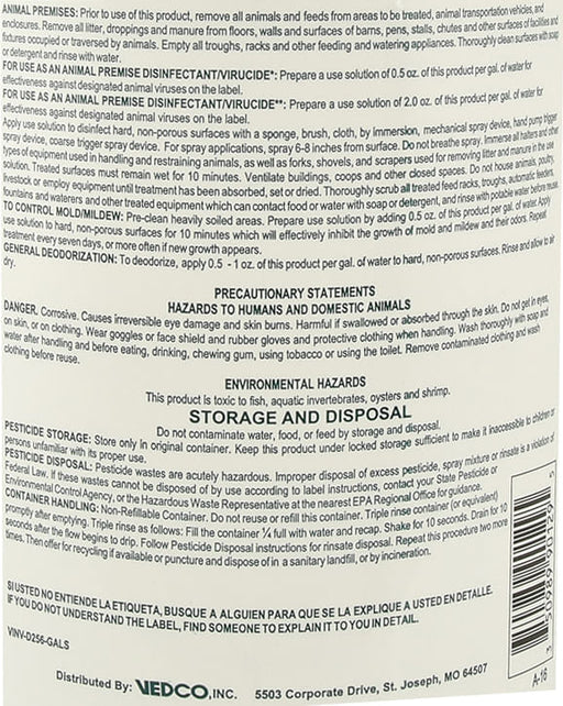 D - 256 Disinfectant, gallon - Jeffers - Farm & Ranch Supplies > Cleaning Supplies