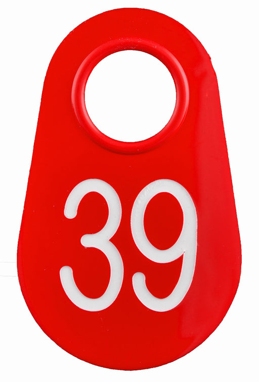 Red Numbered Nylon Tags, Pack of 25 by Bock's Identi - 1-25  