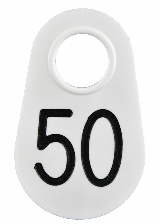 White Numbered Nylon Tags, Pack of 25 by Bock's Identi - 1-25  