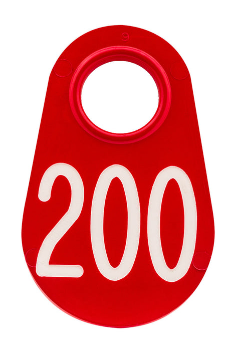 Nylon Tags - Red w/ White Numbers, each  