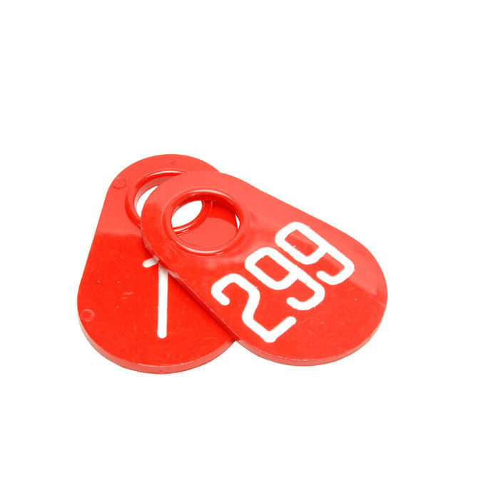 Nylon Tags - Red w/ White Numbers, each  