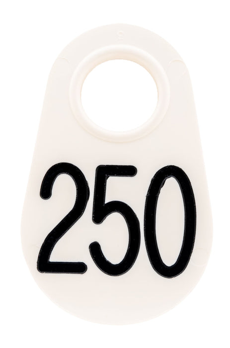 Nylon Tags - White w/ Black Numbers, each  