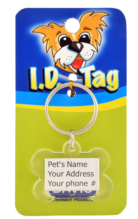 Plastic Bone I.D. Tag, Clear -   