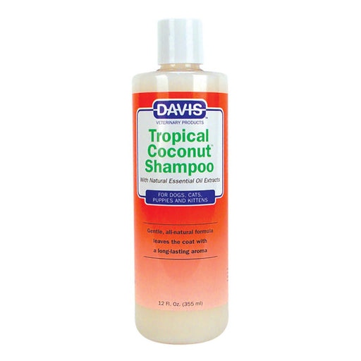 Davis Tropical Coconut Shampoo for Dogs & Cats – Gentle, pH - Balanced, Natural Conditioning Shampoo with Natural Essential Oils for Puppies and Kittens - DDML - 12 oz - 1