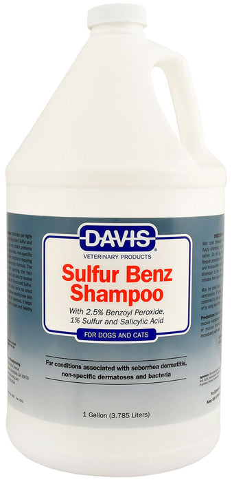 Davis Sulfur Benz (Benzoyl Peroxide) Shampoo - Sulfur Benz Shampoo, Gallon  