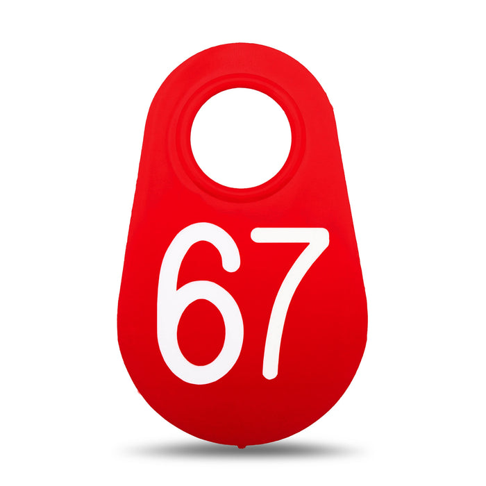 Bock's Red Nylon Numbered Identification Tags, 1-100, Single Tag