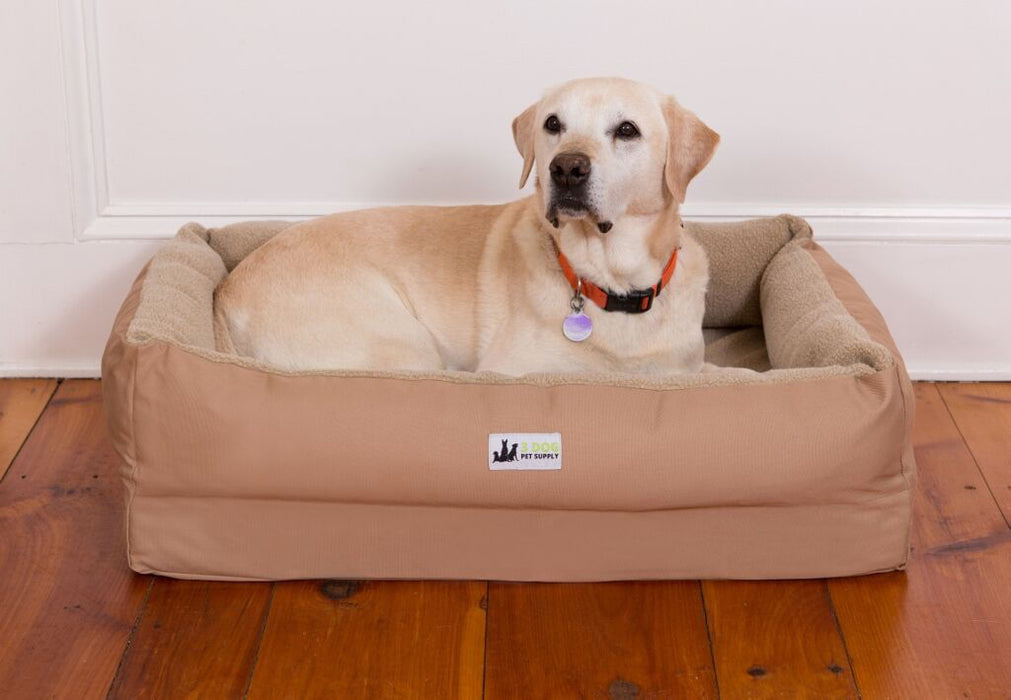 EZ-Wash Fleece Lounger Memory Foam Dog Bed, Large - Tan  