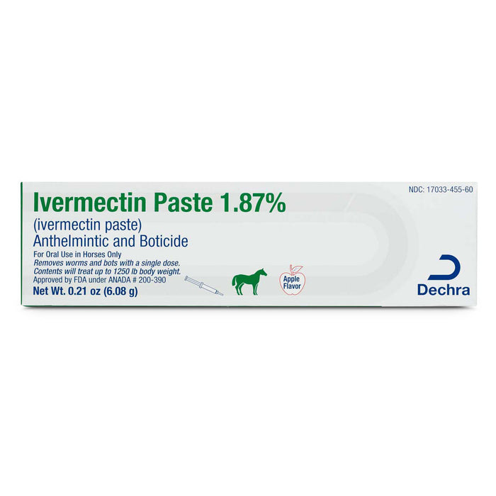 Dechra Ivermectin Paste 1.87% Anthelmintic and Boticide for Horses - Single Pack  