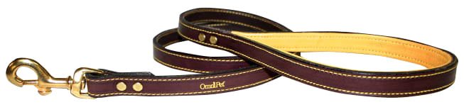 Deer Tan Leather Dog Leash, Havana Brown, 4 ft