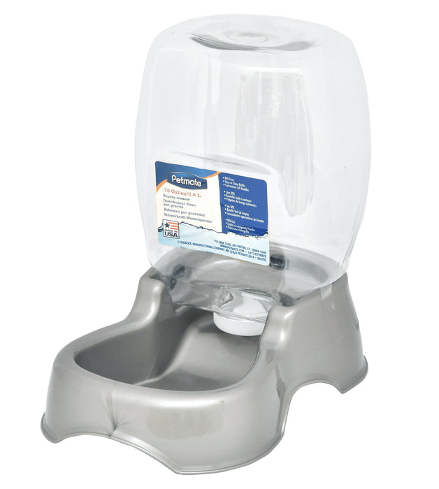 Petmate Pet Cafe Waterer, 96 oz - Pearl Silver  