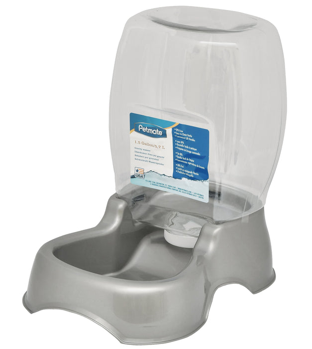 Petmate 1.5 Gallon Pet Cafe Waterer - Pearl Silver  