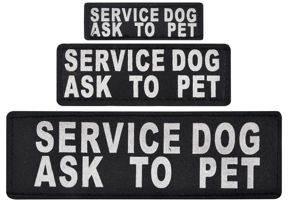 Reflective "Service Dog Ask To Pet" Patches, Set of 2 - C  