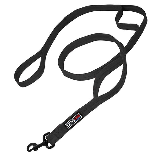 DogLine Nylon Multi-Handle Flat Leash - Black  