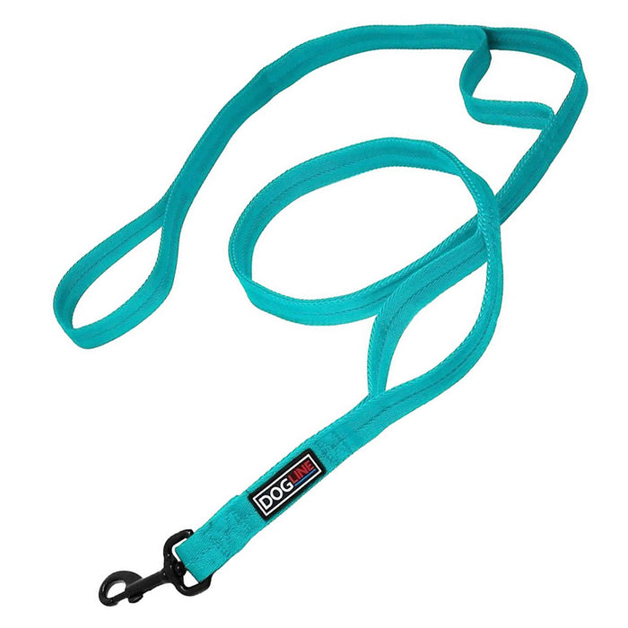 DogLine Nylon Multi-Handle Flat Leash - Cyan  