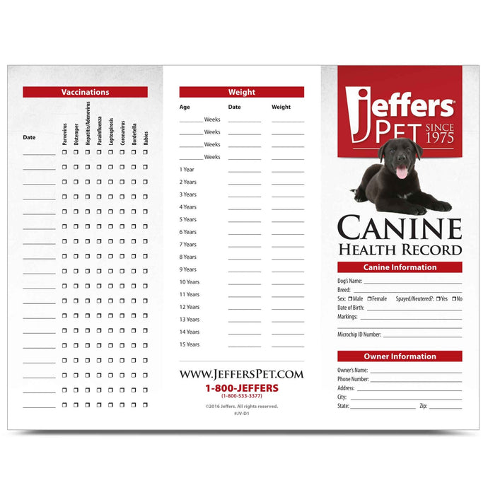 Dog Health Records, 10 pk - Jeffers - Animal Health & Wellness > Medical Supplies