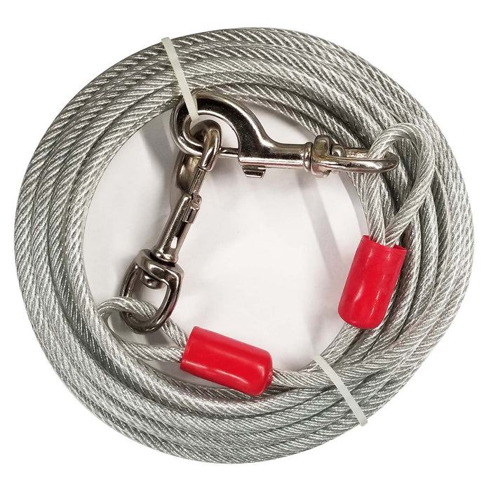 Dog Super Tie Out Cable, Silver, 20 Ft - Jeffers - Animal & Pet Supplies > Pet Containment Systems