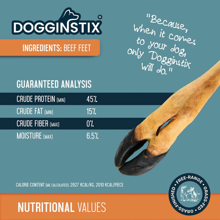 Dogginstix Beef Foot Dog Chew – Four Treats in One, Ideal for Small to Medium Dogs - DG2S - 14"L - Beef - 1 ct - 2