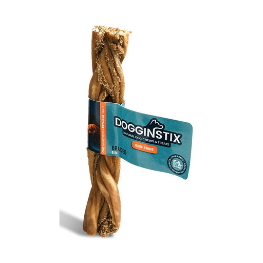 Dogginstix Braided Beef Tripe Natural Dog Chew – Digestible, Nutrient Rich, Omega 3 - DG2V - 6"L - Beef - 1 ct - 1