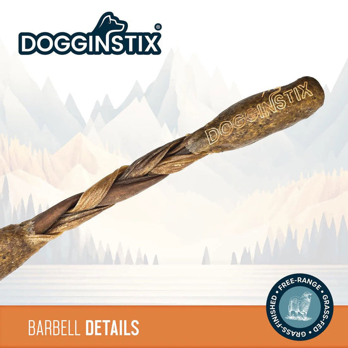 Dogginstix Braided Lamb Collagen Barbell Dog Chew – Natural, Grass - Fed, Low Fat Treat - DG2R - 12"L - Lamb - 1 ct - 2