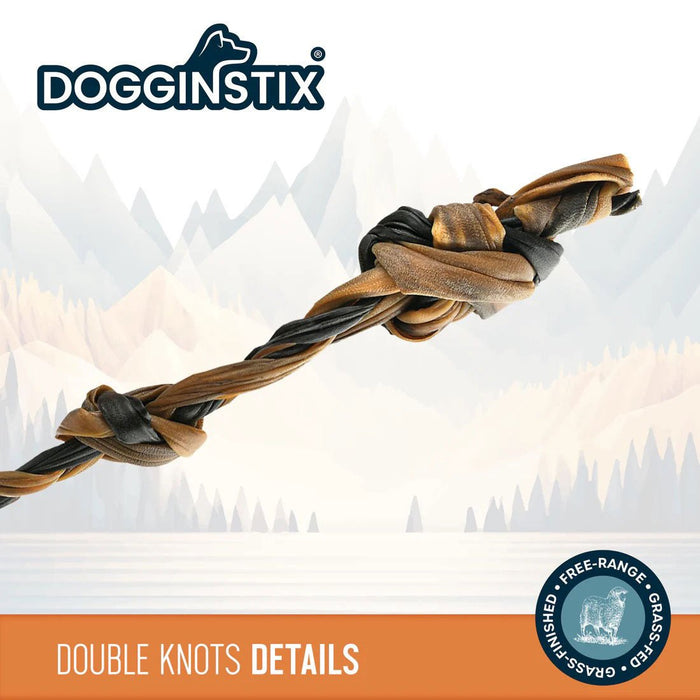 Dogginstix Braided Lamb Collagen Double Knot Dog Chew – Natural, Grass - Fed, Low Fat Treat - DG2P - 15"L - Lamb - 1 ct - 2