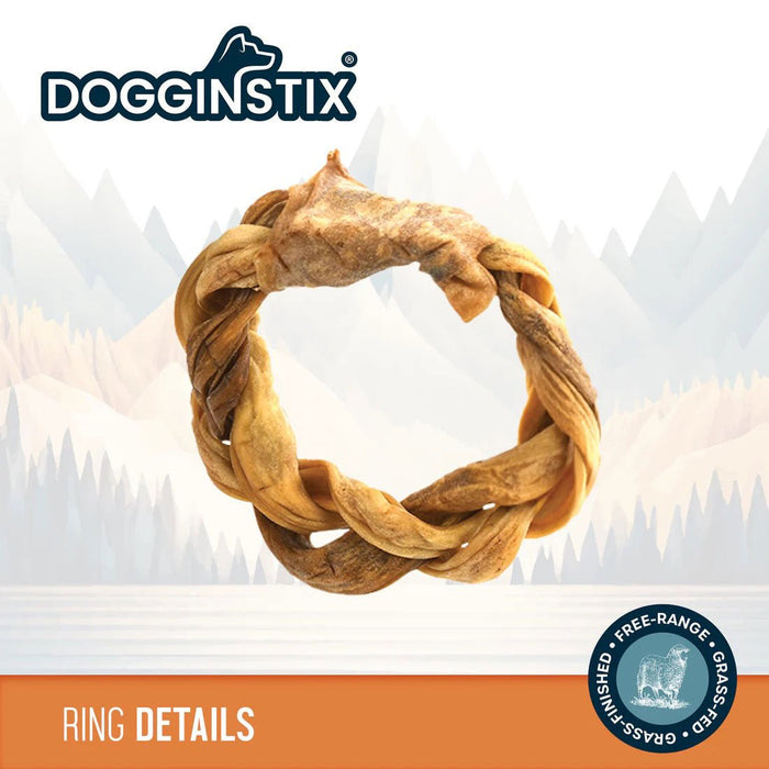 Dogginstix Braided Lamb Collagen Ring Chew Dog Treat – Natural, Grass - Fed, Low Fat - DG2N - 5" - Lamb - 1 ct - 2