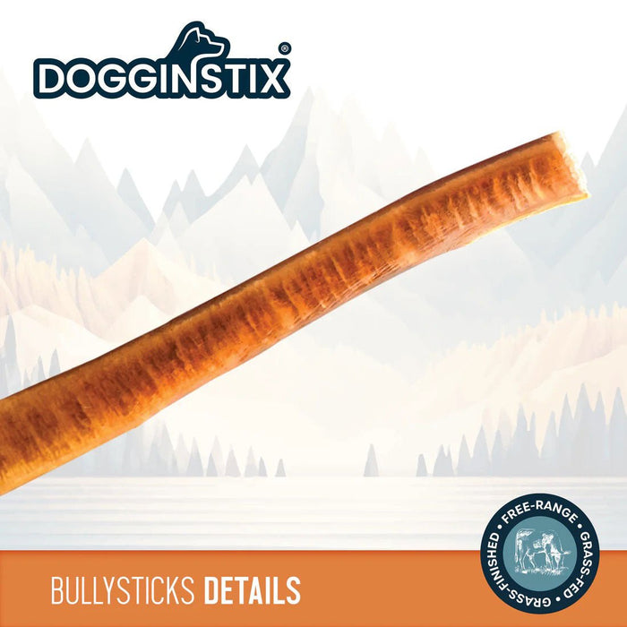 Dogginstix Bully Stick Dog Chew, All - Natural, Grass - Fed Beef, Odor - Free - DG2F - 12"L - Jumbo - 18
