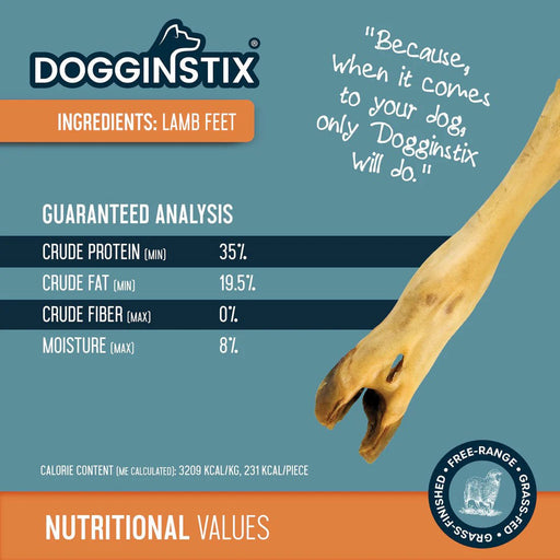 Dogginstix Lamb Foot Chew Dog Treat – Four Treats in One, Ideal for Small to Medium Dogs - DG2T - 6"L - Lamb - 1 ct - 2