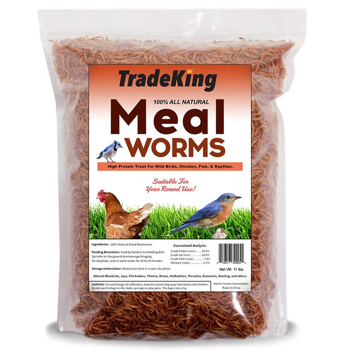 Dried Mealworms for Wild Birds, Chickens, Fish, & Reptiles - NC25 - 11 lbs - 11
