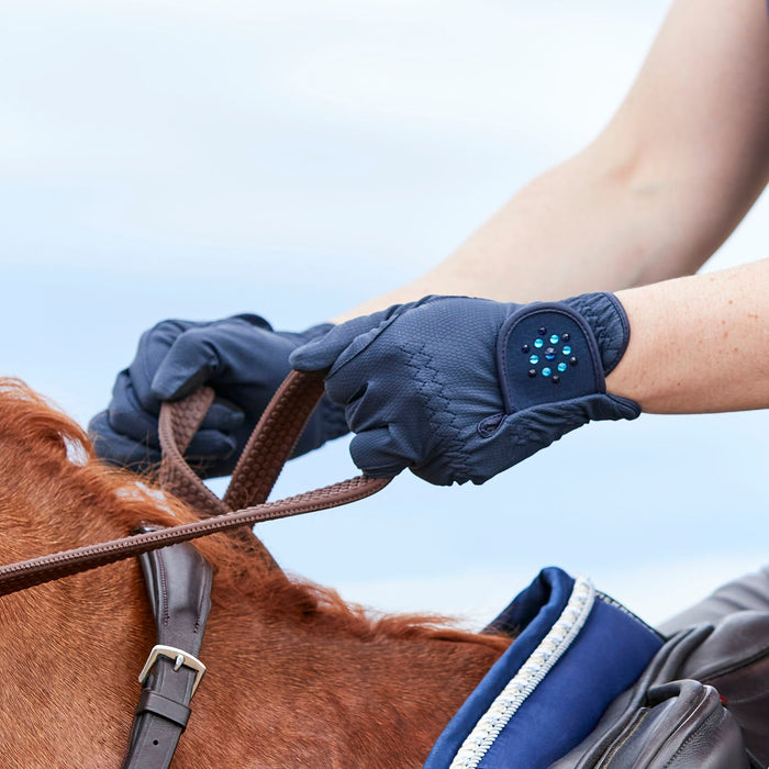 Dublin Everyday Bling Equestrian Riding Gloves - KOAJL - Navy - XSmall/5 - 4