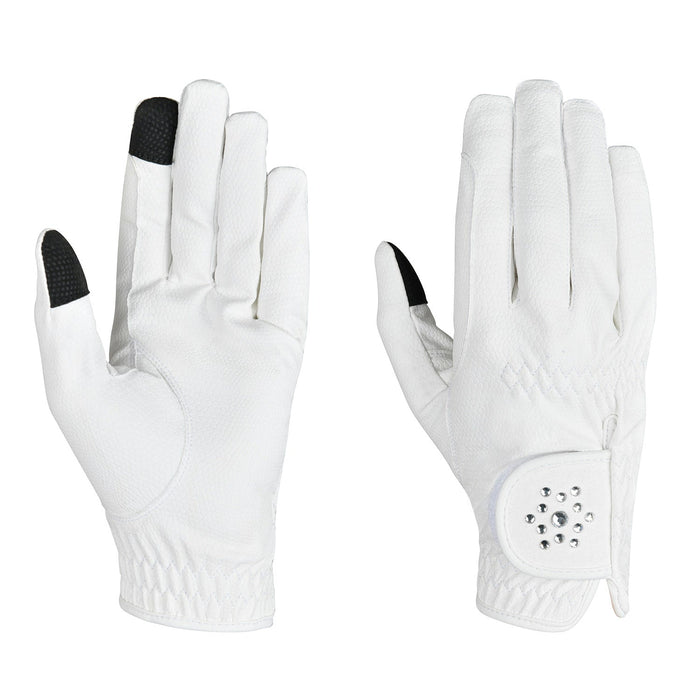 Dublin Everyday Bling Equestrian Riding Gloves - KOAJR - White - XSmall/5 - 5