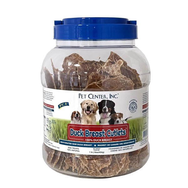 Duck Breast Cutlet Dehydrated Jerky Dog Treats - PCI44 - Duck - Natural - 1 lb Canister - 1