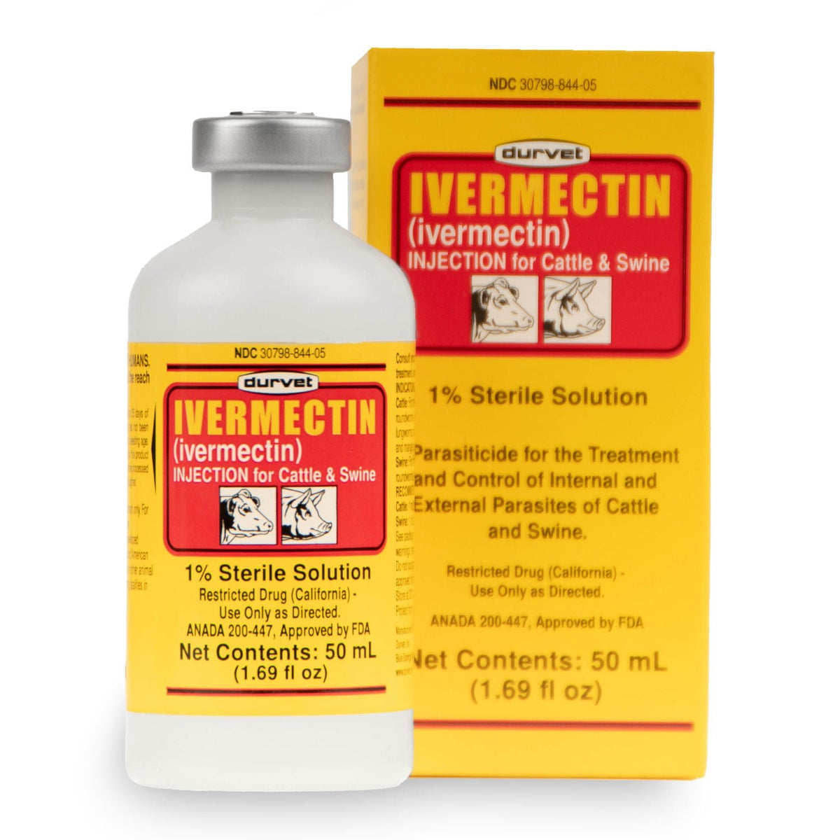 Durvet Ivermectin Inject, 1% Sterile, 50ml for cattle and swine — Jeffers