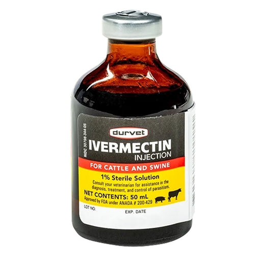 Durvet 1% Ivermectin Injection, Cattle and Swine Dewormer - 7VU1 - 50 mL - 1