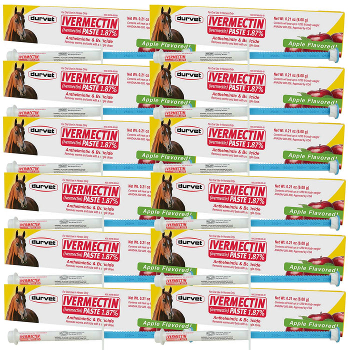 Durvet Ivermectin Horse Dewormer Paste 1.87%, Apple Flavor, 6.08 gm - Jeffers - Animal Health & Wellness > Medicine