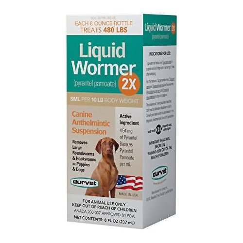 Durvet Liquid Wormer 2X for Dogs - 7VVD - 8 oz - 10