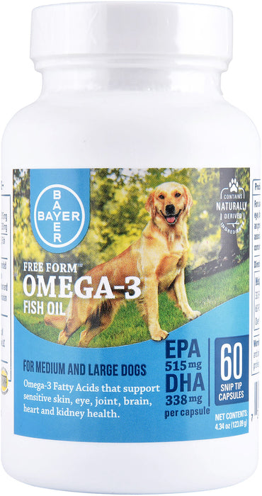 Free Form Omega-3 Fish Oil Capsules, Med & Large Dogs - 60 Count  