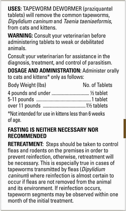 Elanco Tapeworm Cat Dewormer, 3 tablets -   