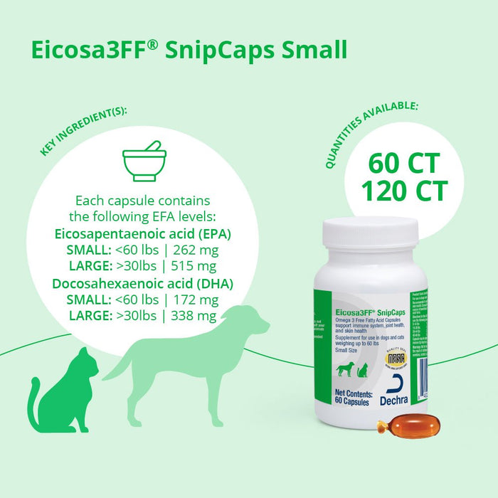 Eicosa3FF SnipCaps Omega 3 Capsules for Dogs & Cats - 015DP-FFACL120 - Large Dogs Over 30 lbs - 120 Count - 5