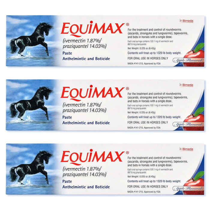 Equimax Horse Wormer Paste, Apple Flavored - N2E4-3 - 3 Pack - 4