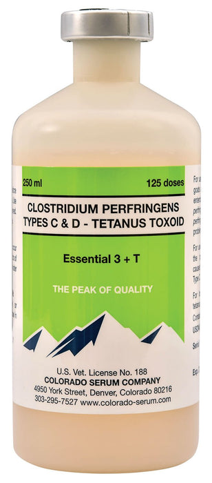 Essential 3 + T Vaccine for Cattle, Sheep, & Goat - C8TE - 125 Dose Vial - 7