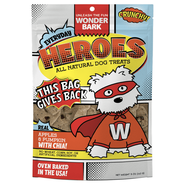 Everyday Heroes All Natural Crunchy Dog Treats – Healthy Grain - Free Small Batch Treats with Superfoods, Made in USA - WB2E - 5 oz - Heroes Apple + Pumpkin - 3