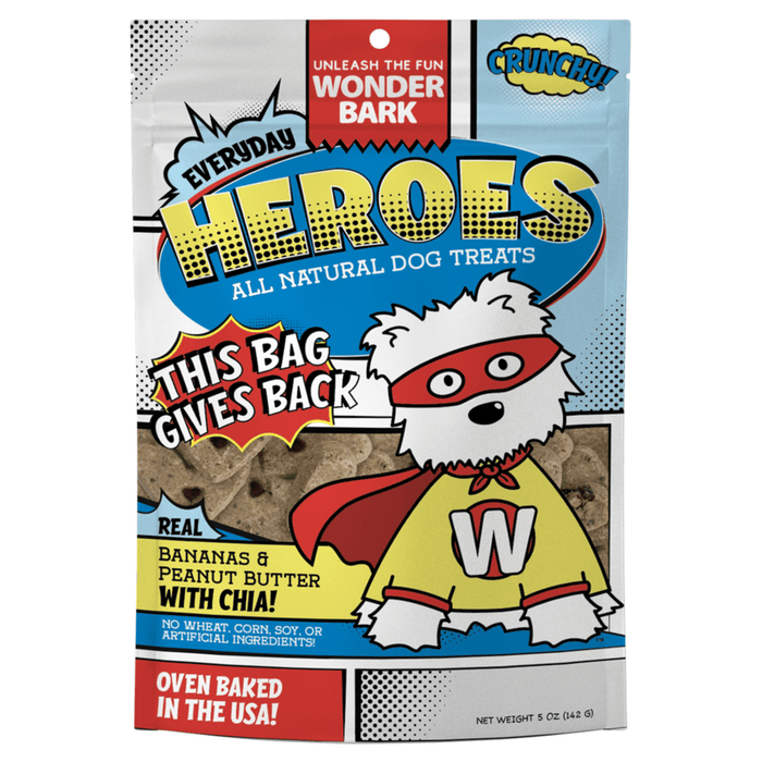 Everyday Heroes All Natural Crunchy Dog Treats – Healthy Grain - Free Small Batch Treats with Superfoods, Made in USA - WB2F - 5 oz - Heroes Banana + PB - 4