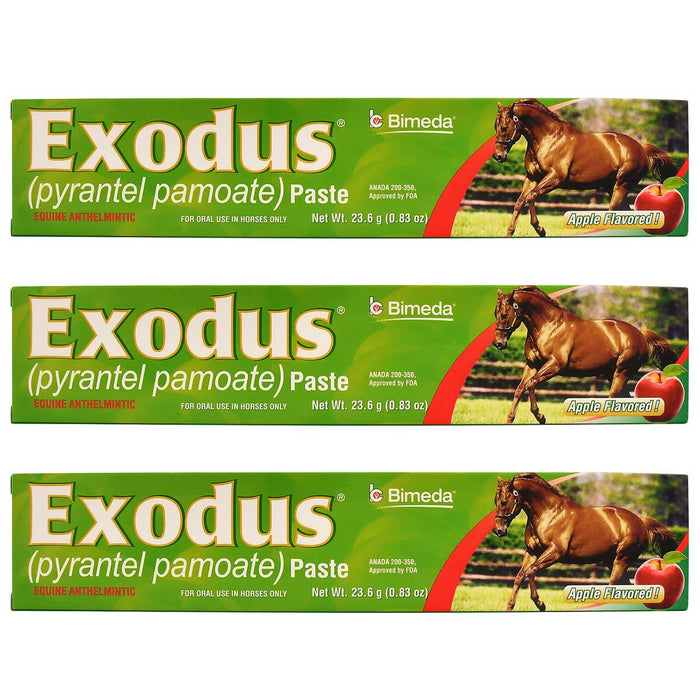 Exodus Pyrantel Pamoate Horse Dewormer Paste - 4CE1-3 - Single Dose Syringe (23.6 g) - 3 Pack - 7