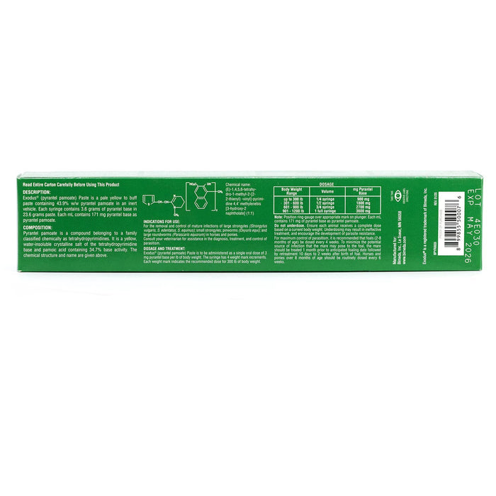 Exodus Pyrantel Pamoate Horse Dewormer Paste - 4CE1 - Single Dose Syringe (23.6 g) - Single Pack - Apple - 3