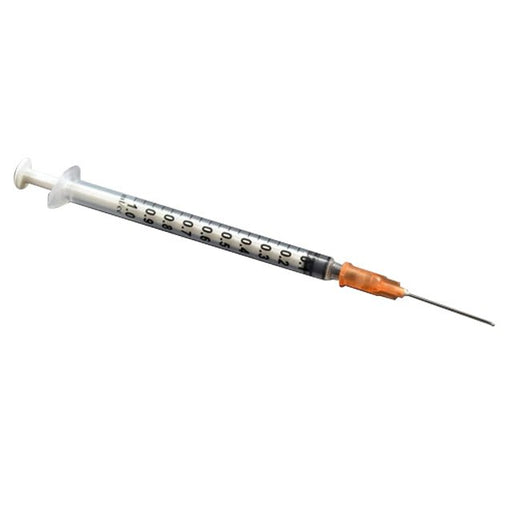EZ Dose 1 mL Luer Slip Syringe with 25G x 5/8" Needle, 100 Count Box - AIRK - Natural/Clear - 1 mL x 25g x 5/8" - 100 ct Box - 1