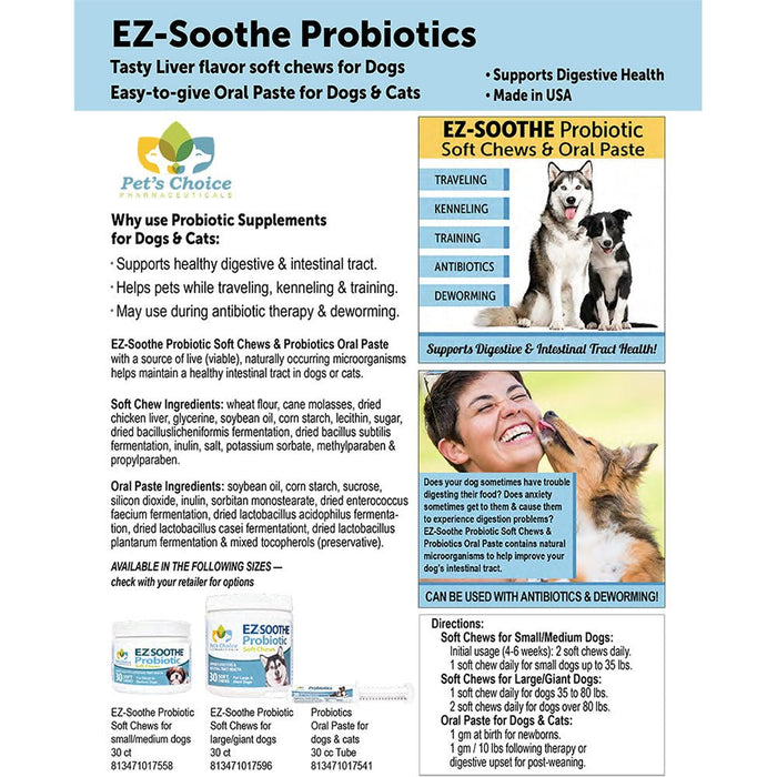 EZ - Soothe Probiotic Oral Paste for Dogs & Cats – Daily Digestive & Gut Support, 30cc - 015PC-01754 - Paste - 30cc - 4
